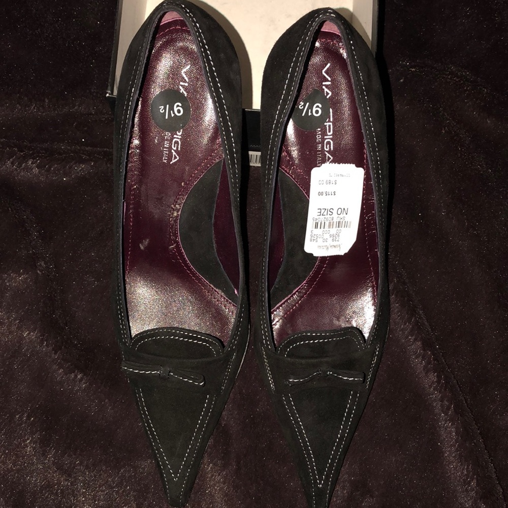 Via Spiga Black Suede Pump-Size 9 1/2M